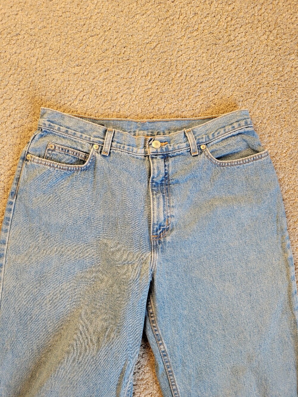 Lands' End Light Wash 100% Cotton Straight Leg Jeans Rigid Denim Womens 12 - Picture 9 of 14